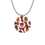 christmas hipster monkeys  1  Button Necklace