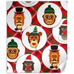 christmas hipster monkeys  Canvas 8  x 10 