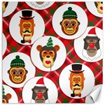 christmas hipster monkeys  Canvas 12  x 12 