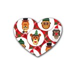 christmas hipster monkeys  Rubber Coaster (Heart)