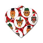 christmas hipster monkeys  Dog Tag Heart (One Side)