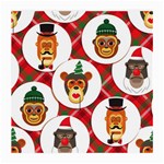 christmas hipster monkeys  Medium Glasses Cloth (2 Sides)