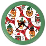 christmas hipster monkeys  Color Wall Clock