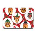 christmas hipster monkeys  Small Doormat