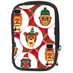 christmas hipster monkeys  Compact Camera Leather Case