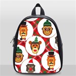 christmas hipster monkeys  School Bag (Small)