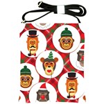 christmas hipster monkeys  Shoulder Sling Bag