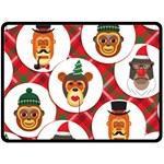 christmas hipster monkeys  Fleece Blanket (Large)