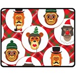 christmas hipster monkeys  Fleece Blanket (Medium)