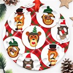 christmas hipster monkeys  Ornament (Round Filigree)