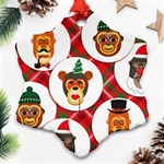 christmas hipster monkeys  Ornament (Snowflake)