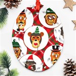 christmas hipster monkeys  Ornament (Oval Filigree)