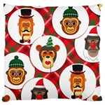 christmas hipster monkeys  Large Cushion Case (Two Sides)