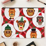 christmas hipster monkeys  Cosmetic Bag (XXXL)