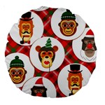 christmas hipster monkeys  Large 18  Premium Round Cushion 