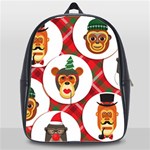 christmas hipster monkeys  School Bag (XL)