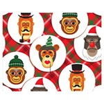 christmas hipster monkeys  Double Sided Flano Blanket (Medium)