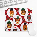 christmas hipster monkeys  Large Mousepad