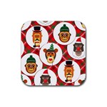 christmas hipster monkeys  Rubber Coaster (Square)