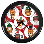 christmas hipster monkeys  Wall Clock (Black)