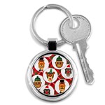 christmas hipster monkeys  Key Chain (Round)