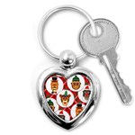 christmas hipster monkeys  Key Chain (Heart)