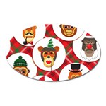 christmas hipster monkeys  Magnet (Oval)