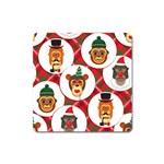 christmas hipster monkeys  Magnet (Square)