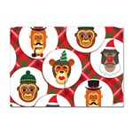 christmas hipster monkeys  Sticker A4 (10 pack)