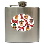 christmas hipster monkeys  Hip Flask (6 oz)