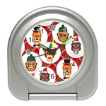 christmas hipster monkeys  Travel Alarm Clock