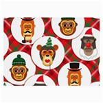 christmas hipster monkeys  Large Glasses Cloth