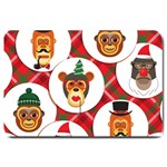 christmas hipster monkeys  Large Doormat