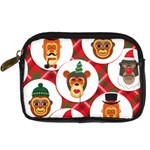 christmas hipster monkeys  Digital Camera Leather Case