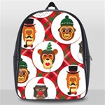 christmas hipster monkeys  School Bag (Large)