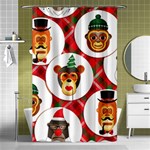 christmas hipster monkeys  Shower Curtain 48  x 72  (Small)