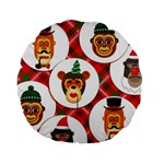 christmas hipster monkeys  Standard 15  Premium Round Cushion 