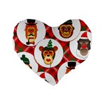 christmas hipster monkeys  Standard 16  Premium Heart Shape Cushion 