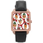 christmas hipster monkeys  Rose Gold Leather Watch 