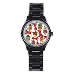 christmas hipster monkeys  Stainless Steel Round Watch