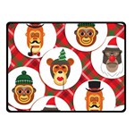 christmas hipster monkeys  Double Sided Fleece Blanket (Small)