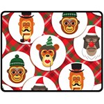 christmas hipster monkeys  Double Sided Fleece Blanket (Medium)