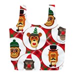 christmas hipster monkeys  Full Print Recycle Bag (L)