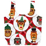 christmas hipster monkeys  Full Print Recycle Bag (XL)