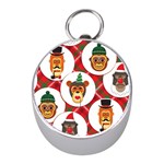 christmas hipster monkeys  Silver Compass (Mini)