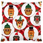 christmas hipster monkeys  Large Flano Cushion Case (One Side)