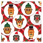 christmas hipster monkeys  Large Satin Scarf (Square)