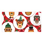 christmas hipster monkeys  Satin Shawl