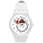 sequin African santa claus Round Plastic Sport Watch (M)