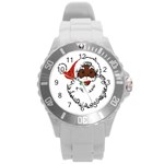 sequin African santa claus Round Plastic Sport Watch (L)